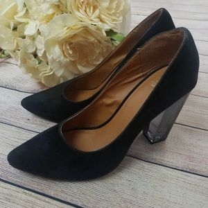 Black Women's Pump w Acrylic Heel